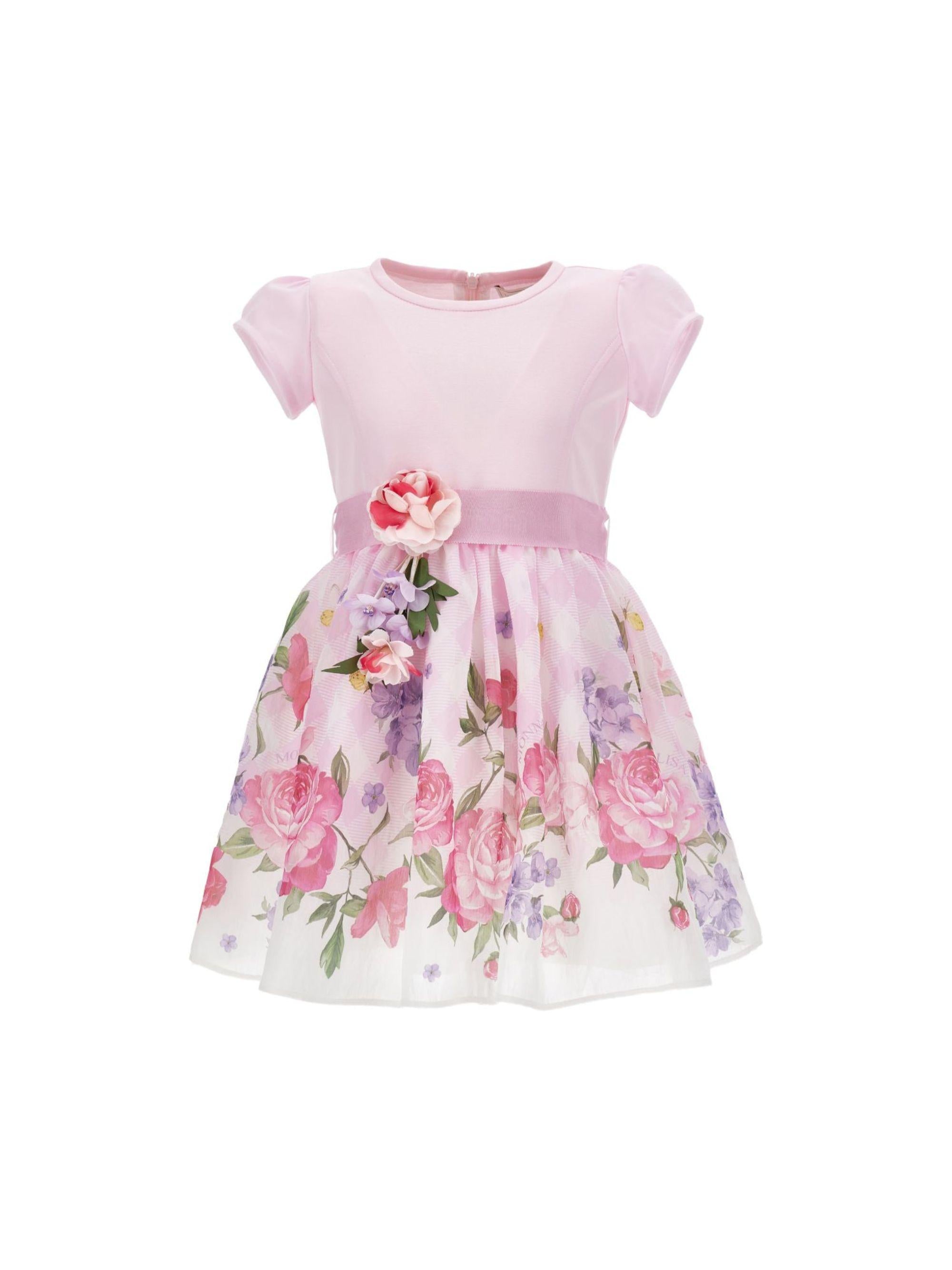 Abito per bambina Monnalisa rosa con applicazione a fiori 11G909 7622 0090 MONNALISA KIDS