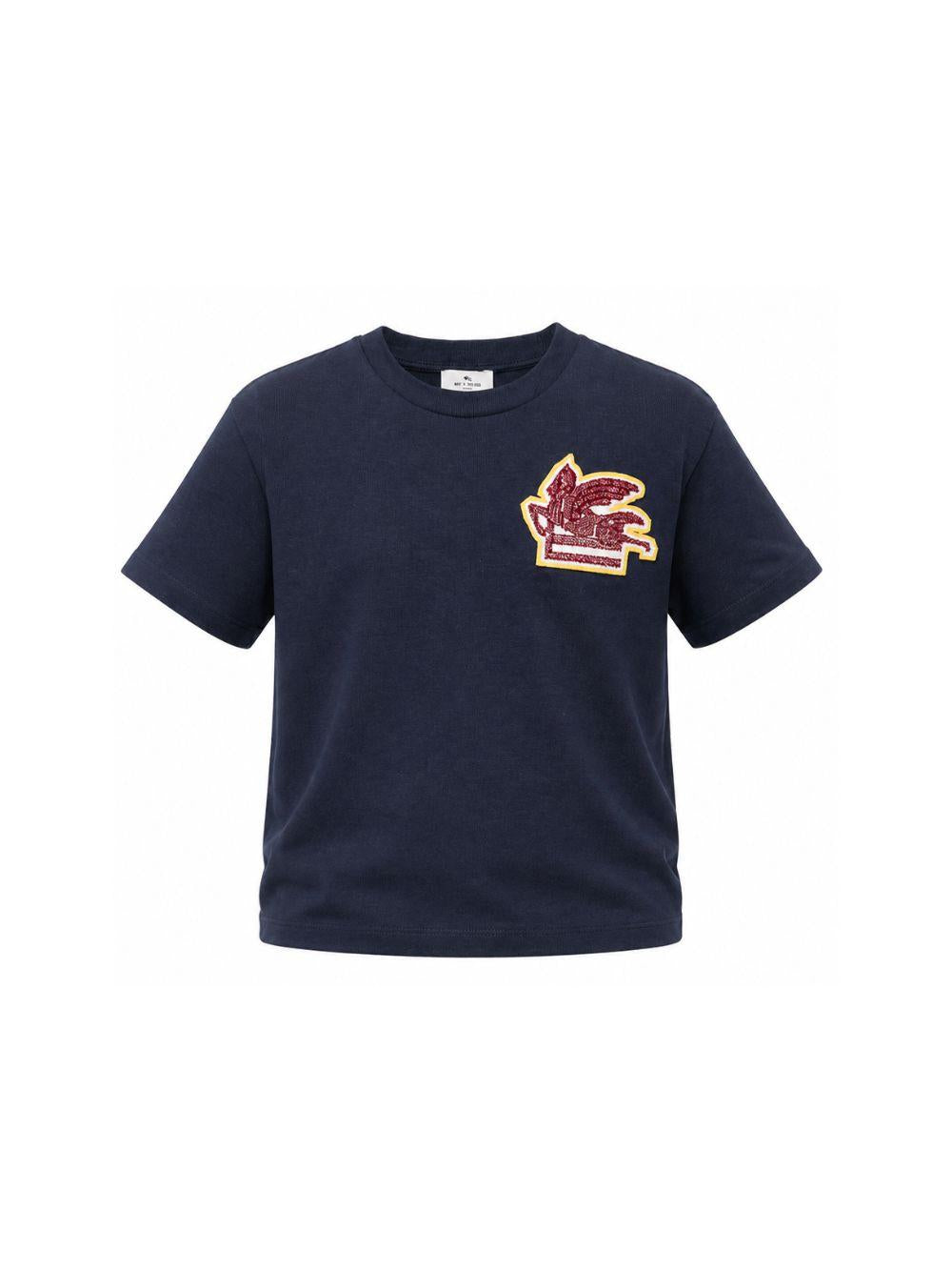 T-shirt per bambino Etro Kids blu con ricamo Pegaso sul davanti GZ8P51 Z3672 617 ETRO KIDS