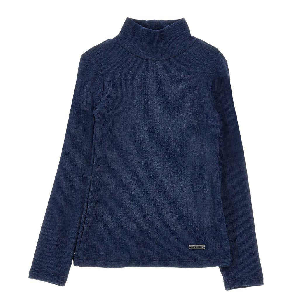 Maglione per bambina Monnalisa Kids blu con motivo a coste 17HLUC 8212 056M MONNALISA KIDS