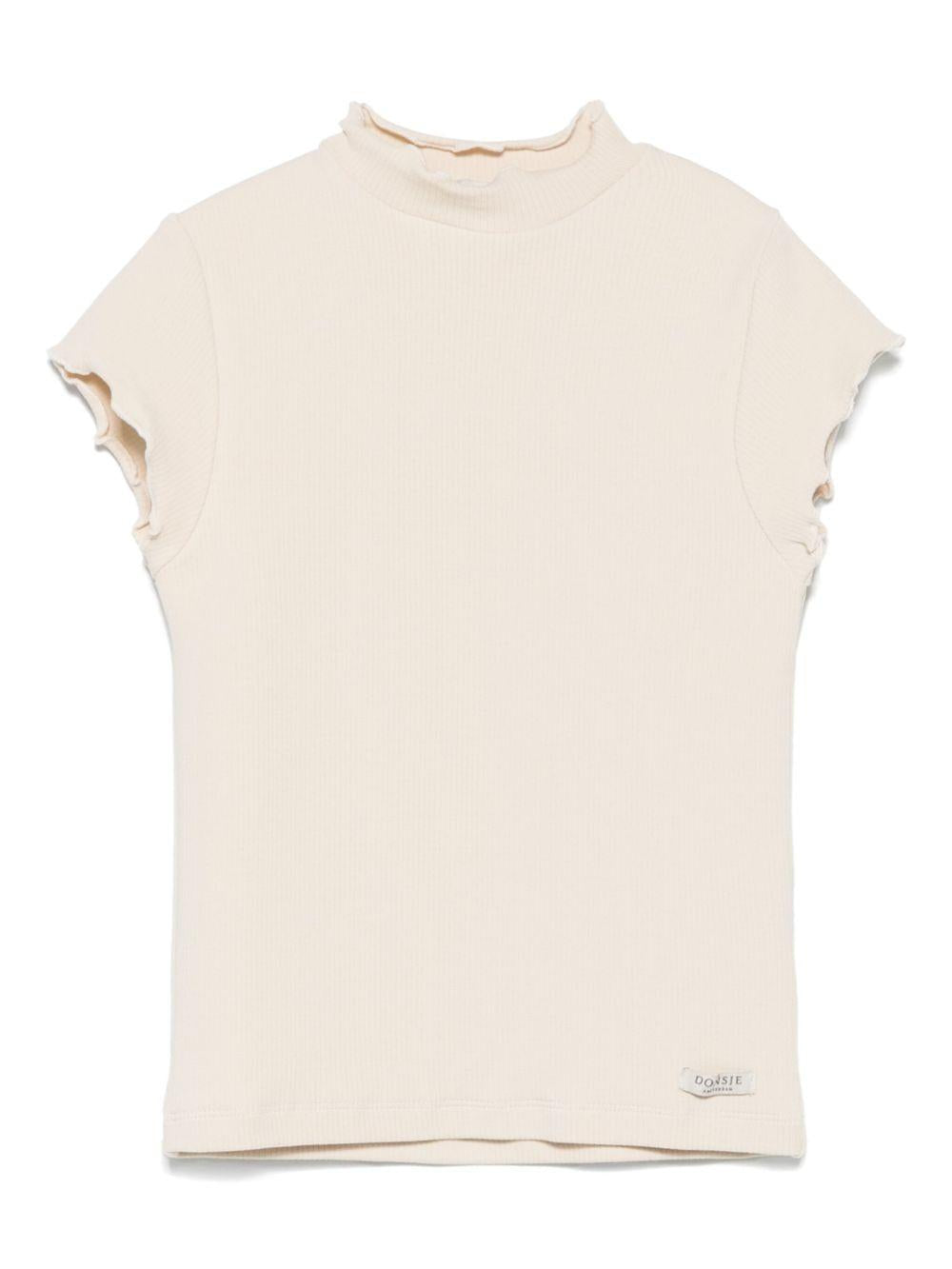 T-shirt per bambina Donsje beige a coste 4075000 00004 DONSJE