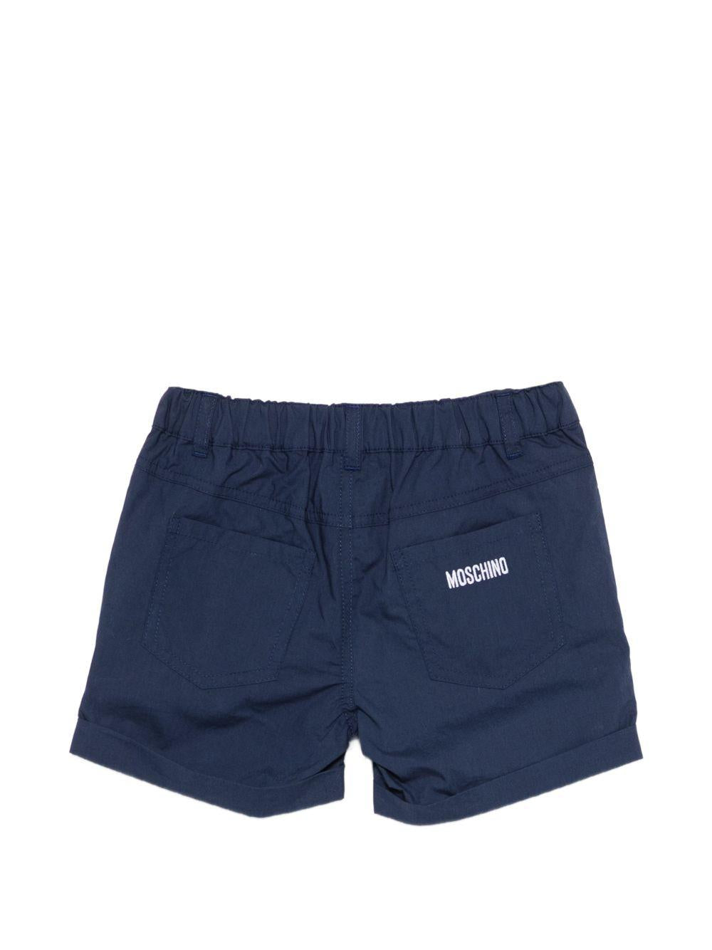 Shorts per neonato Moschino Kids blu con vita elasticizzata MNQ00RLLA10 40016 MOSCHINO KIDS