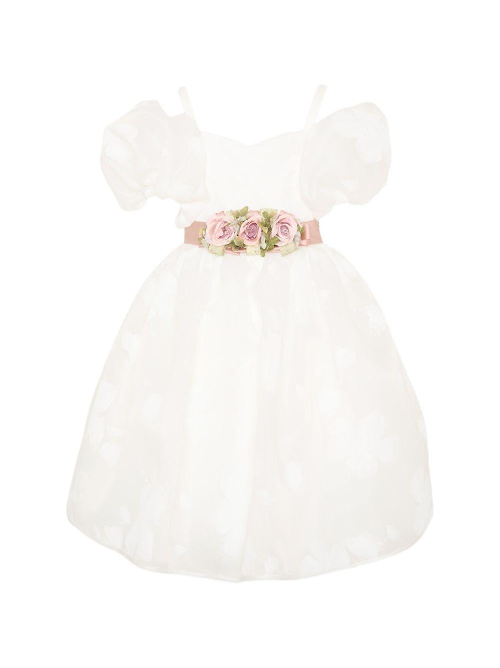 Abito per bambina Colorichiari beige con dettaglio fiori FL108479 4907 1583 COLORICHIARI KIDS