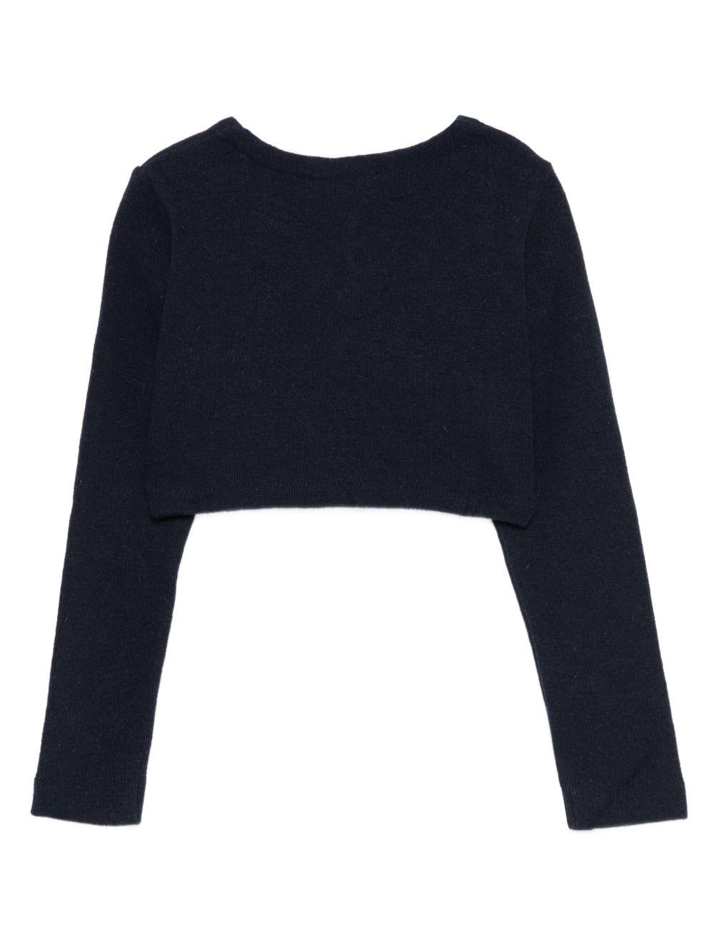 Cardigan per bambina Monnalisa blu con bottoni a forma di cuore 17FCAF 6204 056S MONNALISA