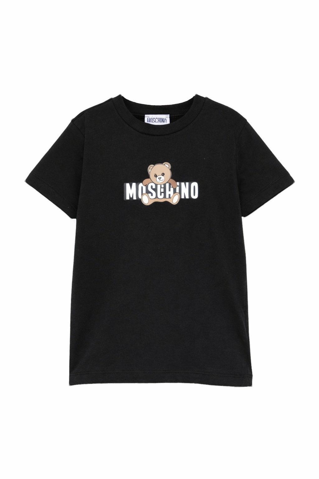 T-shirt da bambino Moschino Kids nera con stampa logo HZM058LAA03 60100 MOSCHINO KIDS