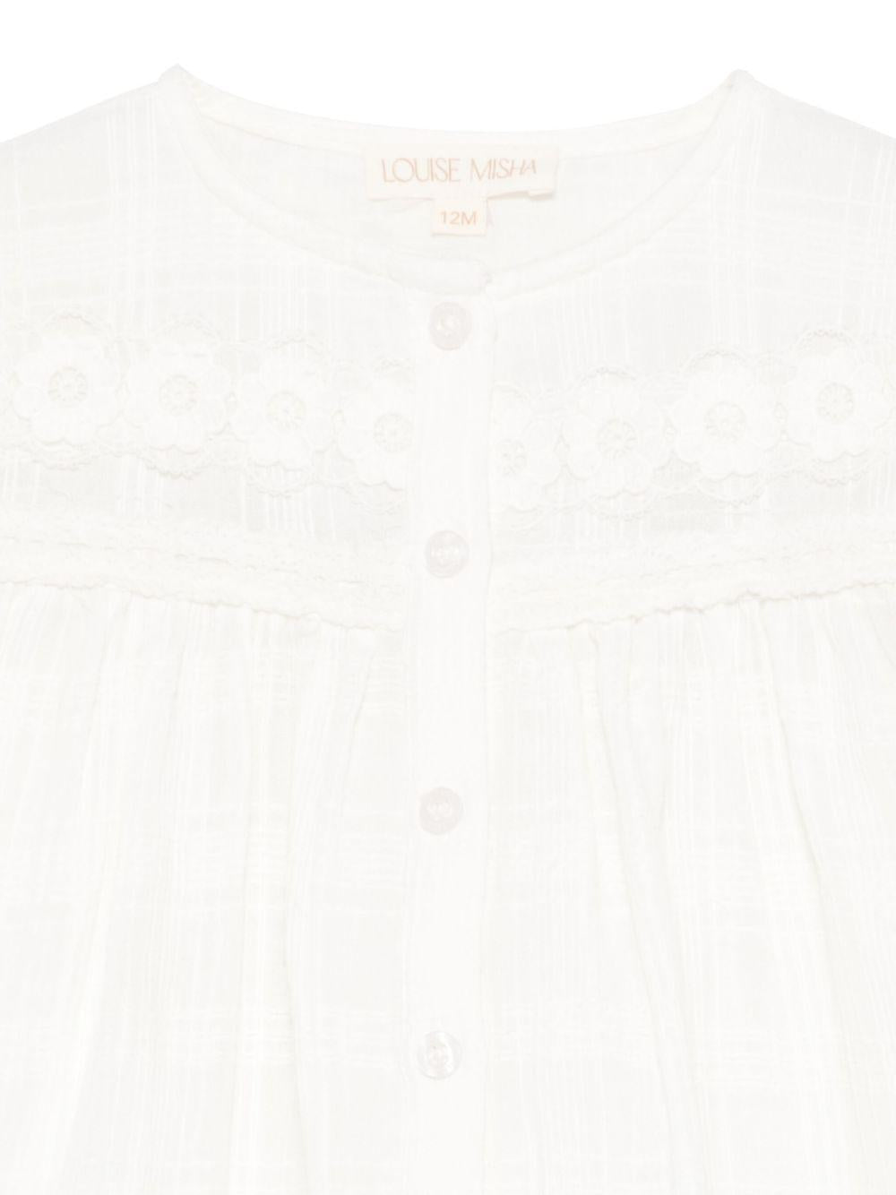 Abito per neonata Louise Misha Morlina bianco con maniche corte FRI-S25-S0142 SNOW LOUISE MISHA KIDS