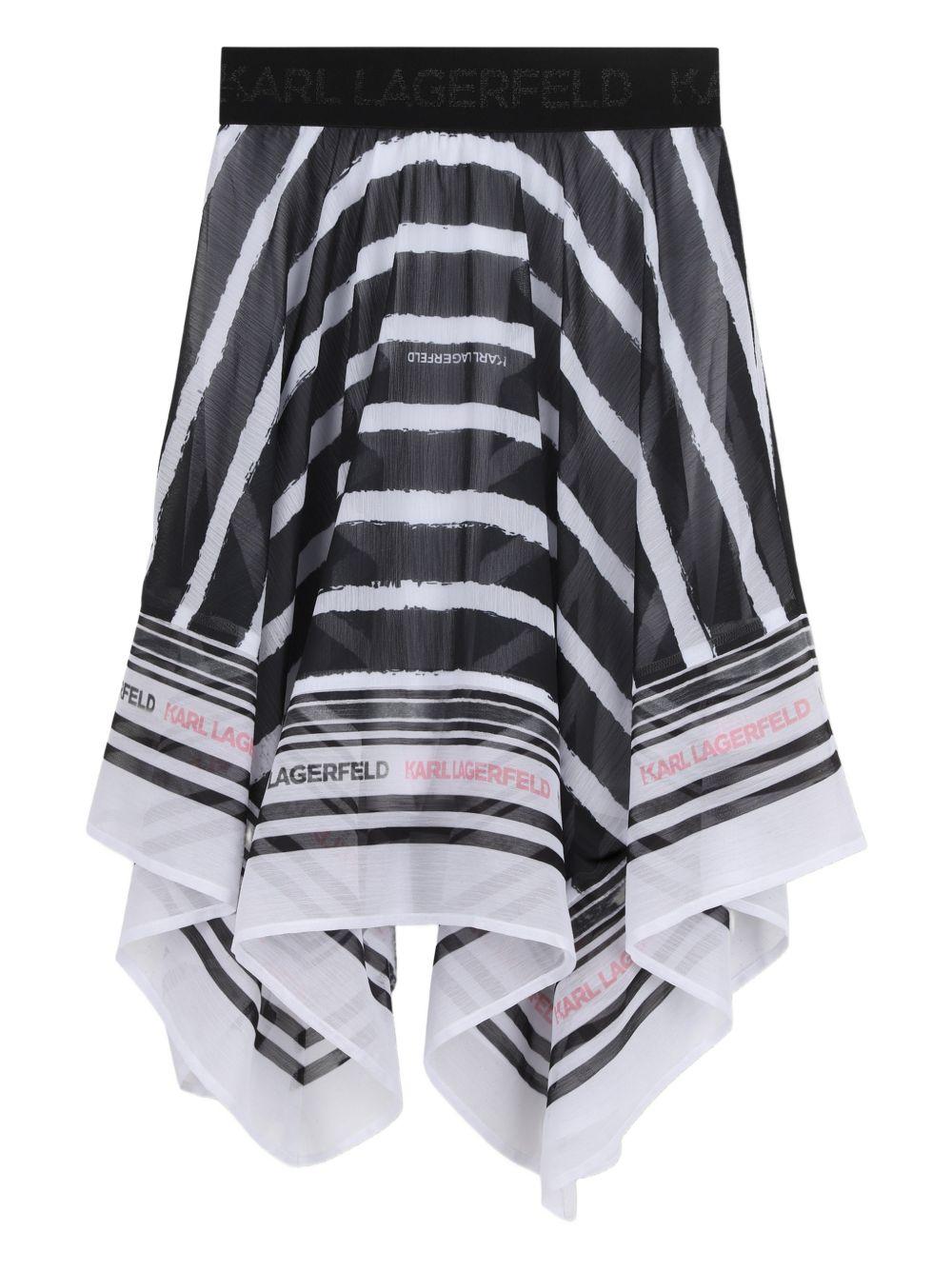 Gonna per bambina Karl Lagerfeld Kids bianca e nera asimmetrica a righe Z31120 N50 KARL LAGERFELD KIDS