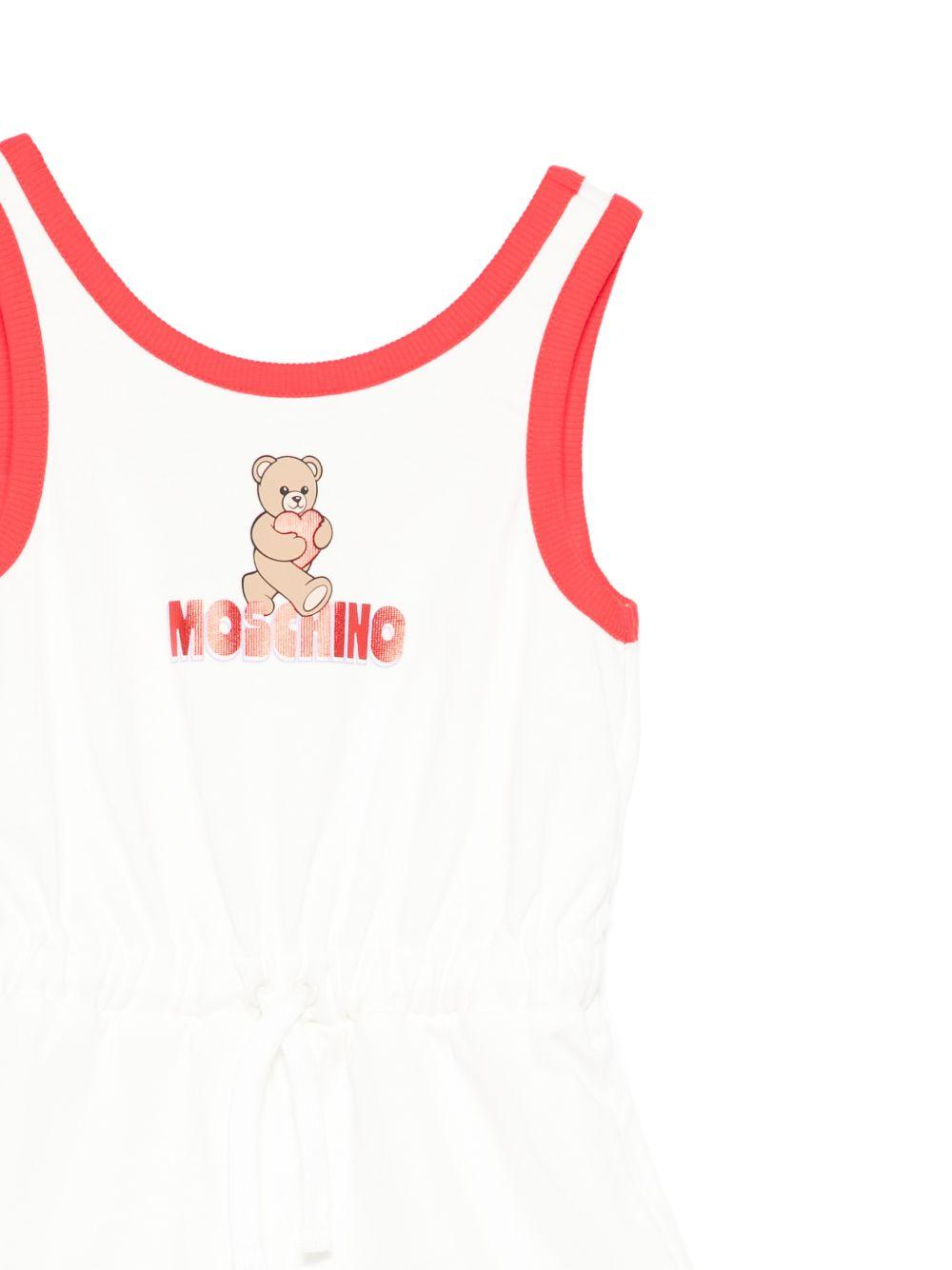 Tuta per bambina Moschino Kids bianca con vita elasticizzata HDT00KLAA51 10063 MOSCHINO KIDS