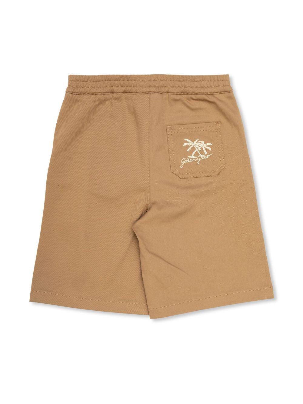 Shorts con ricamo per bambino Golden Goose Kids marrone con tasca posteriore sagomata P01760P001928 15693 GOLDEN GOOSE KIDS
