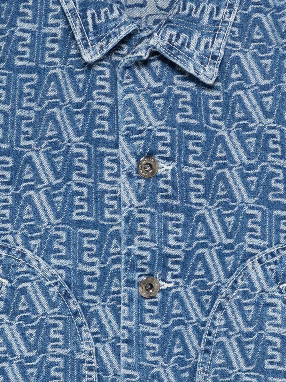 Giacca per bambino Emporio Armani Kids blu con logo all-over EB001254 AF24090 FB056 EMPORIO ARMANI KIDS