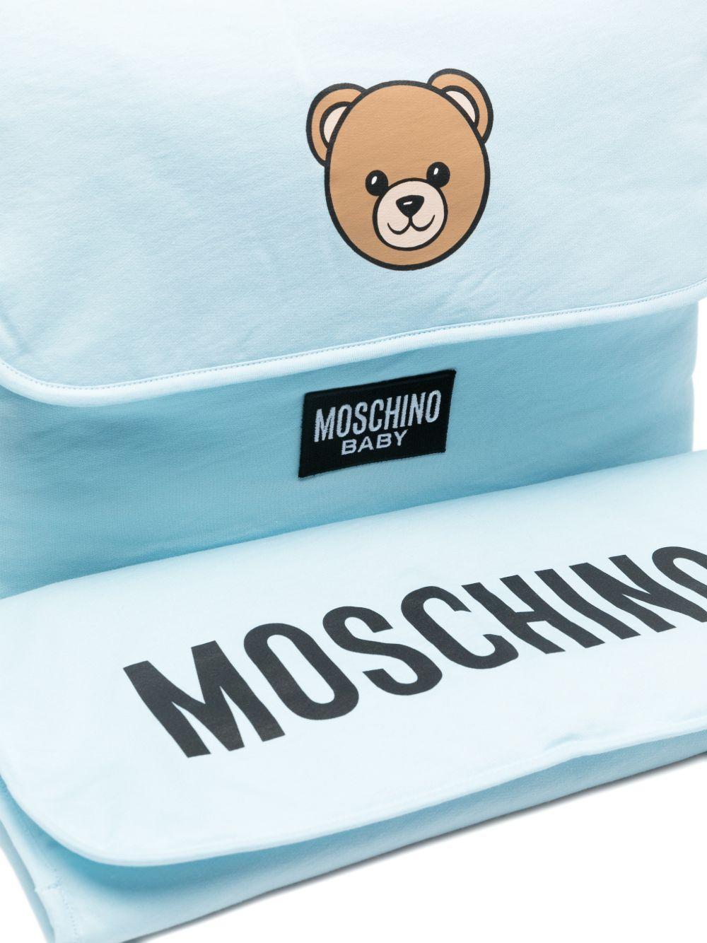 Borsa per neonato Moschino Kids azzurro con stampa Teddy Bear MUX05VLCA19 40304 MOSCHINO KIDS