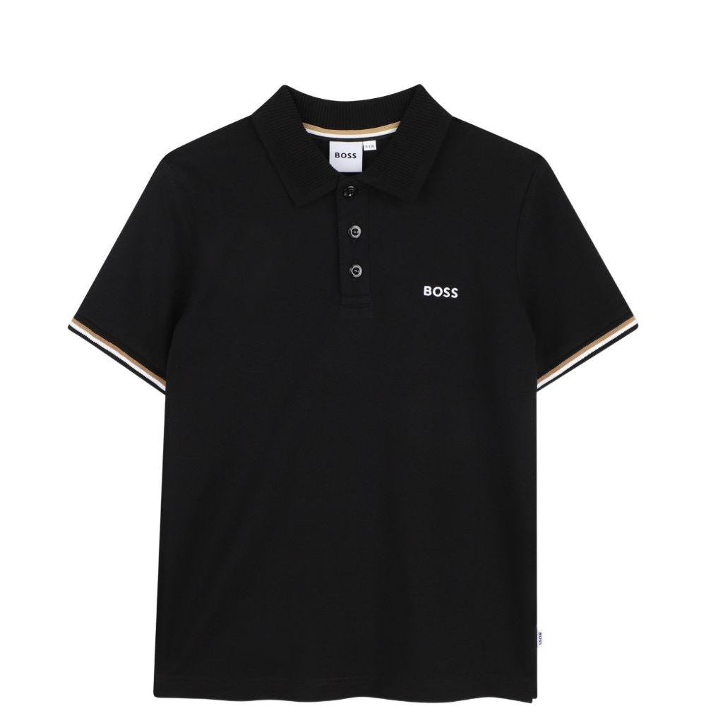 Polo per bambino Boss Kids nera con borsi a contrasto J52958 09B BOSS KIDS