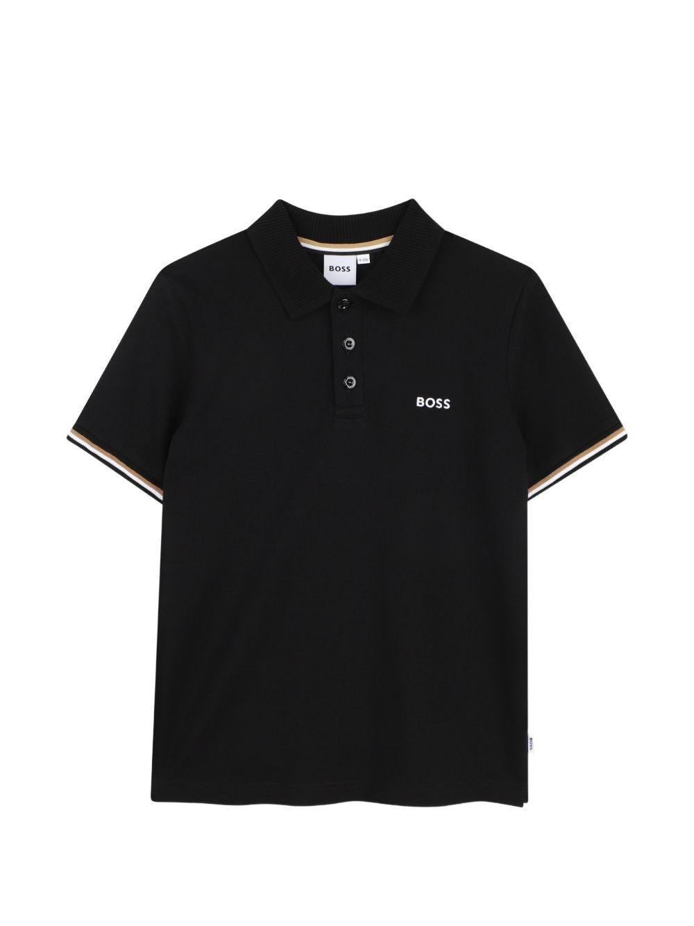 Polo per bambino Boss Kids nera con borsi a contrasto J52958 09B BOSS KIDS