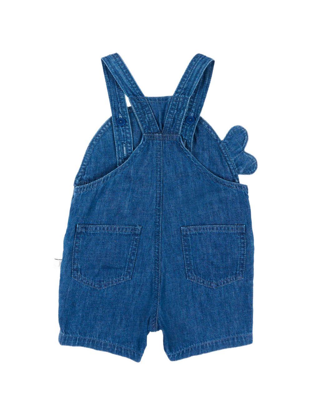 Salopette per neonato Stella McCartney Kids in denim con motivo balena TYA522 Z0522 606 STELLA McCARTNEY KIDS