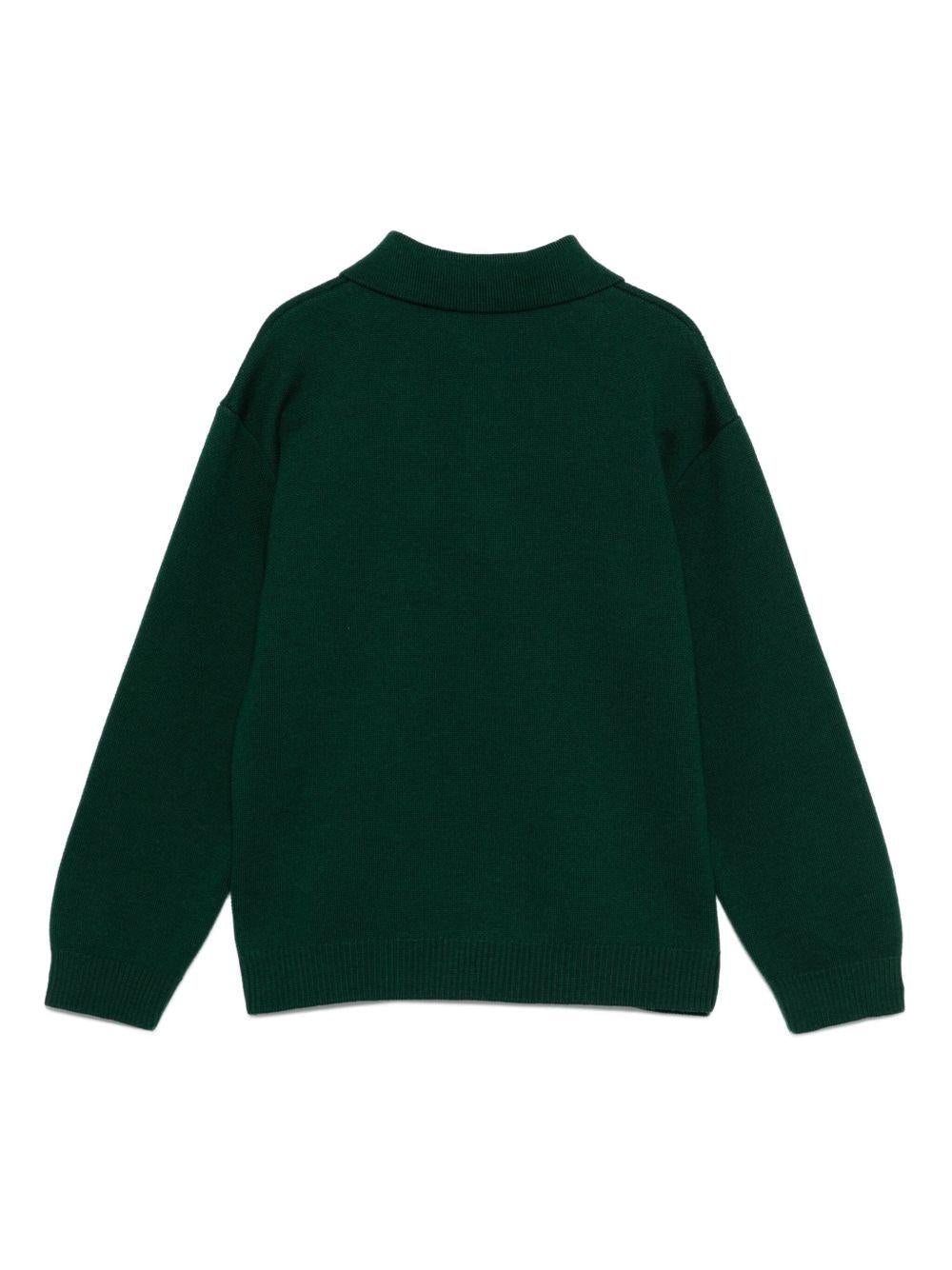 Maglione per bambino Fendi Kids verde con logo ricamato JMG128 AUKU F0E3J FENDI KIDS