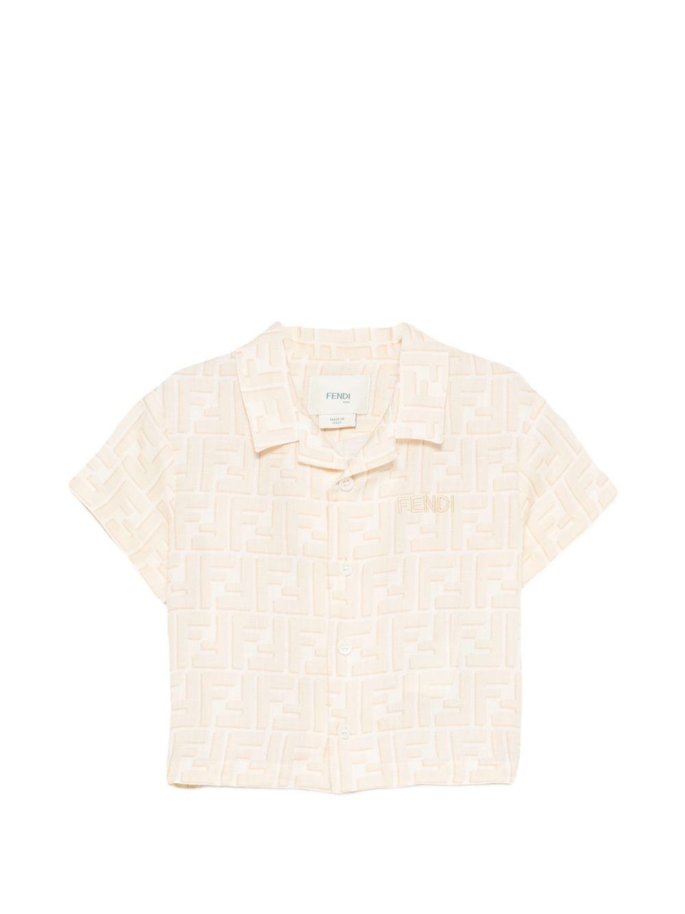 Camicia per neonato Fendi Kids beige con logo jacquard all-over BUC013 AY8C F1P2N FENDI KIDS