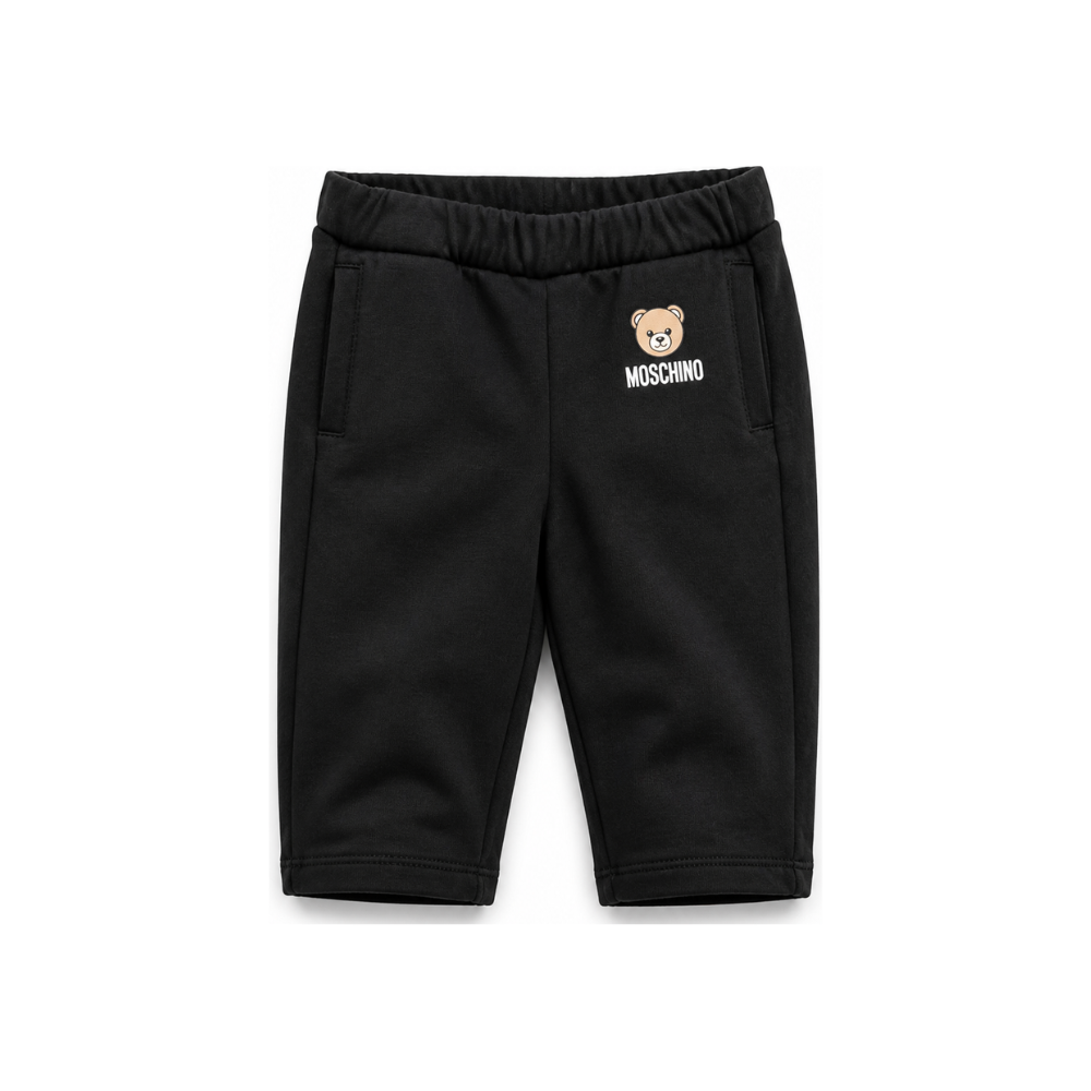 Pantaloni per neonati Moschino Kids neri con motivo Teddy Bear MUP05XLCA92 60100 MOSCHINO KIDS