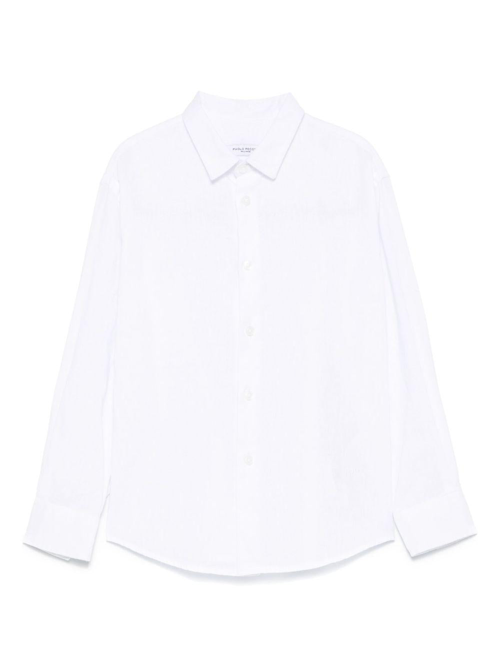 Camicia per bambino Paolo Pecora Kids bianco con ricamo logo PP4042 GESSO PAOLO PECORA KIDS
