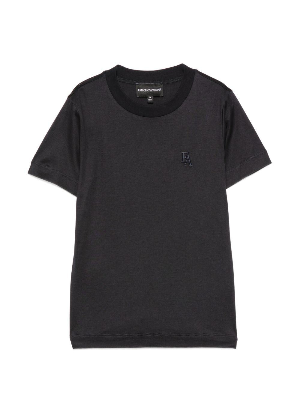 T-shirt per bambino Emporio Armani Kids blu con patch lettere EB001644 AF10127 UB118 EMPORIO ARMANI KIDS