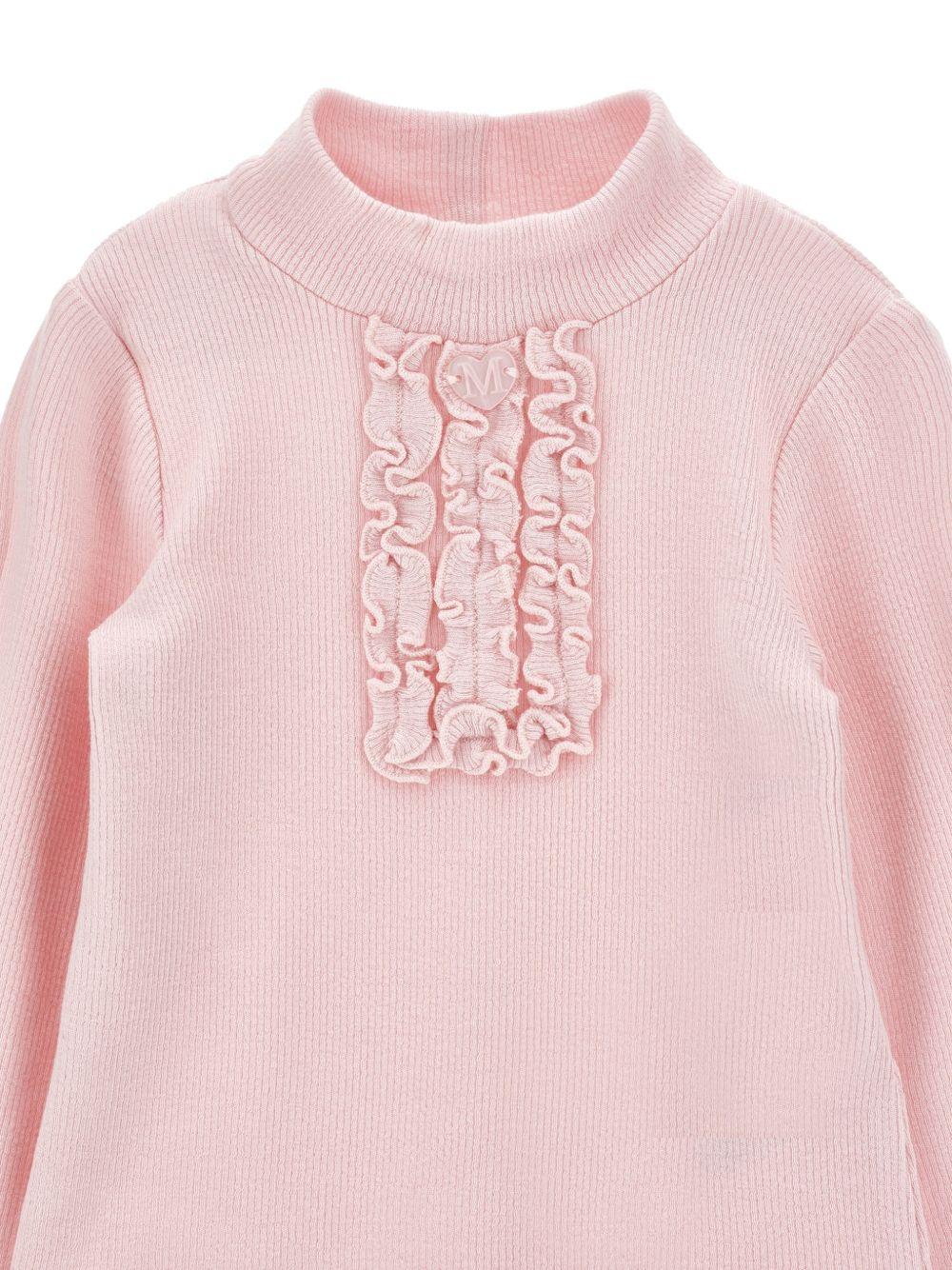 Maglione per bambina Monnalisa Kids rosa con pettorina con ruches 37H617 8212 094F MONNALISA KIDS