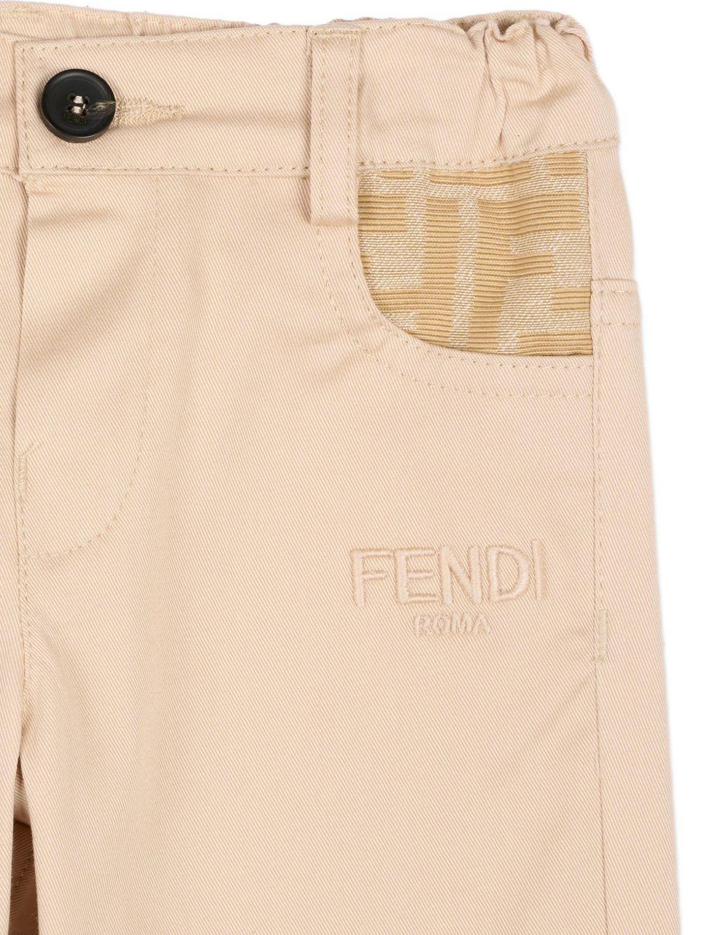 Pantaloni per neonato Fendi Kids beige con tasche con logo FF BMF264 AS5Y F1P2N FENDI KIDS
