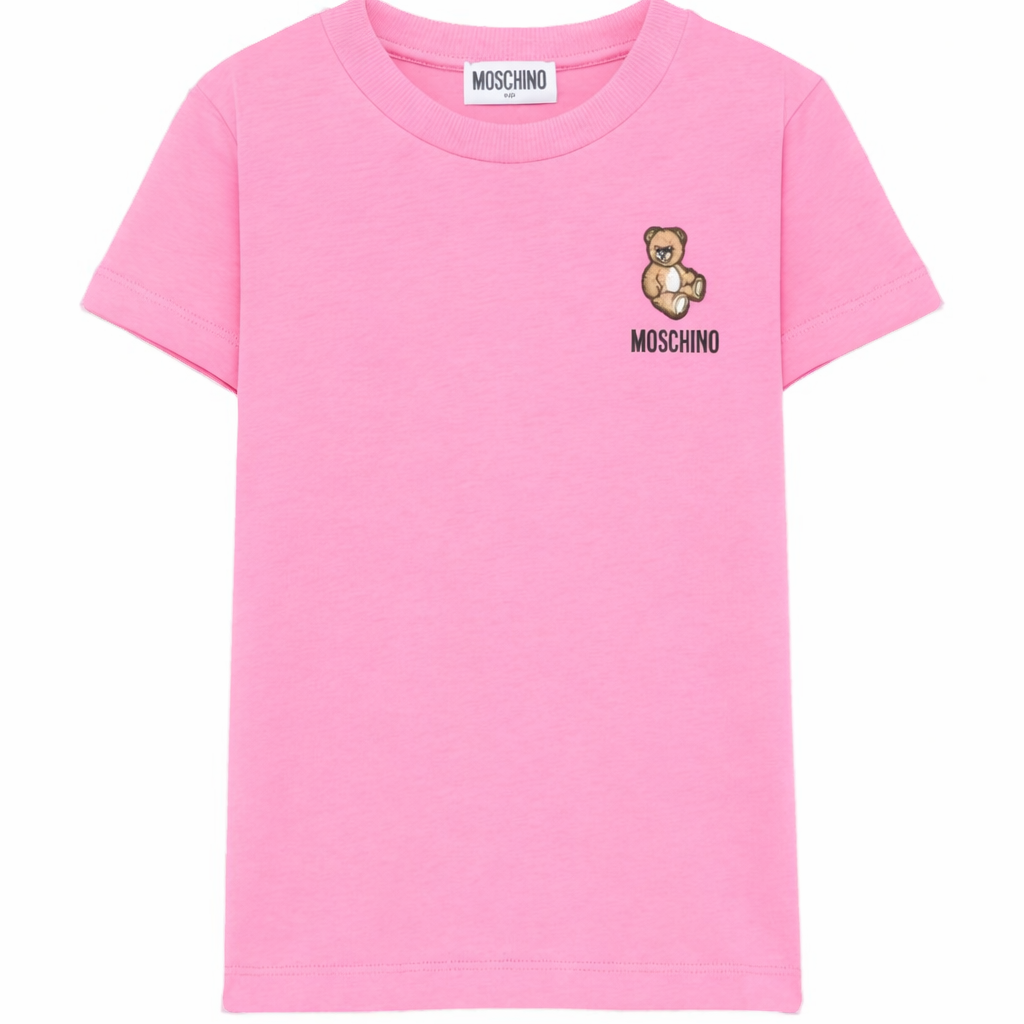 T-shirt per bambina Moschino Kids rosa con ricamo Teddy Bear HUM05TLAA02 50533 MOSCHINO KIDS