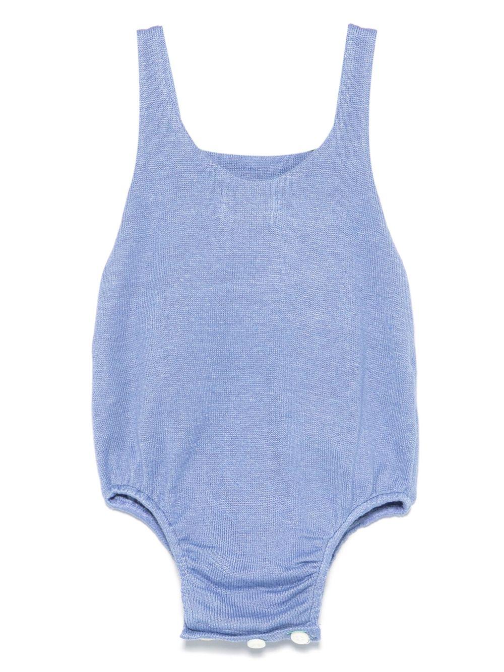 Body per neonato Gensami Kids blu con cinturini con bottone e tasca frontale applicata TU01-B-SOFT OCEAN BLUE GENSAMI