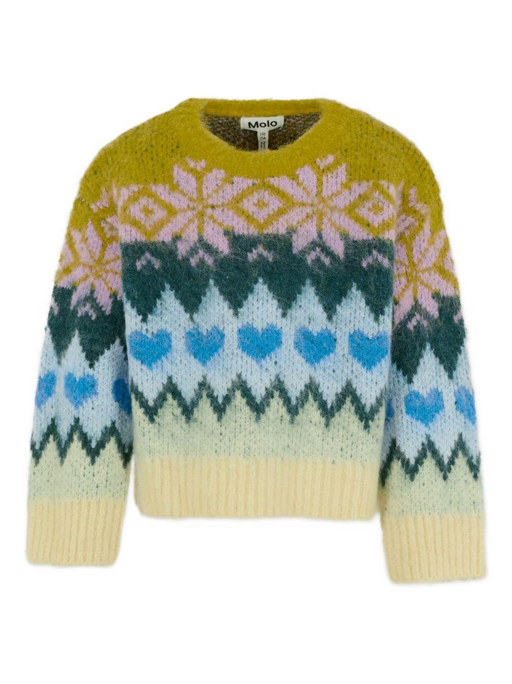 Maglione per bambina Molo multicolore con motivo a fiocco di neve e cuore 2W25K206 4954 MOLO