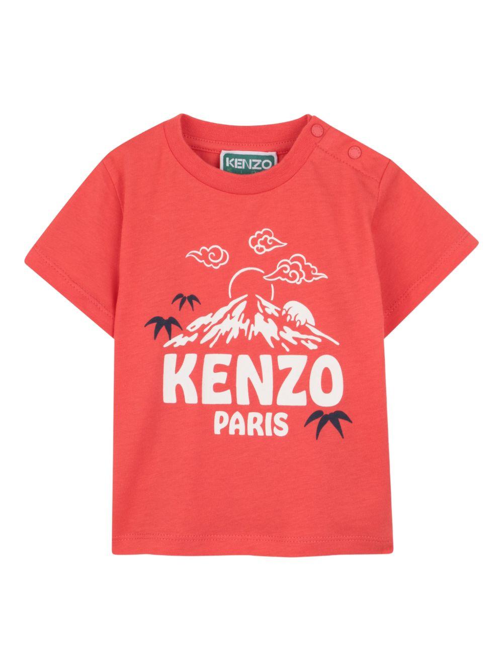 T-shirt per neonato Kenzo Kids rossa con stampa grafica sul davanti K61862 976 KENZO KIDS
