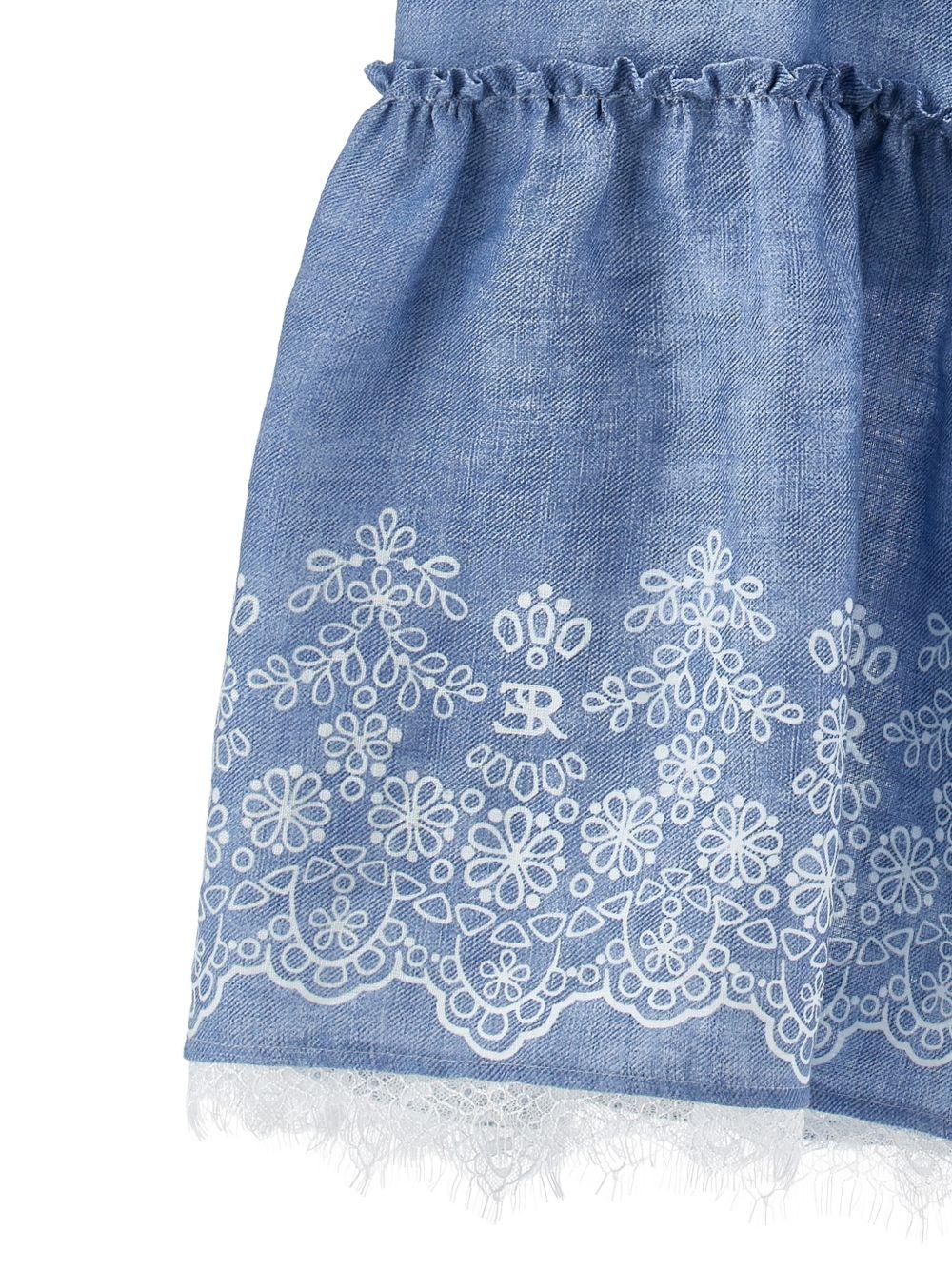 Abito per bambina Ermanno Scervino Junior in denim con ricamo a fiori Z1G907 7672 0062 ERMANNO SCERVINO JUNIOR