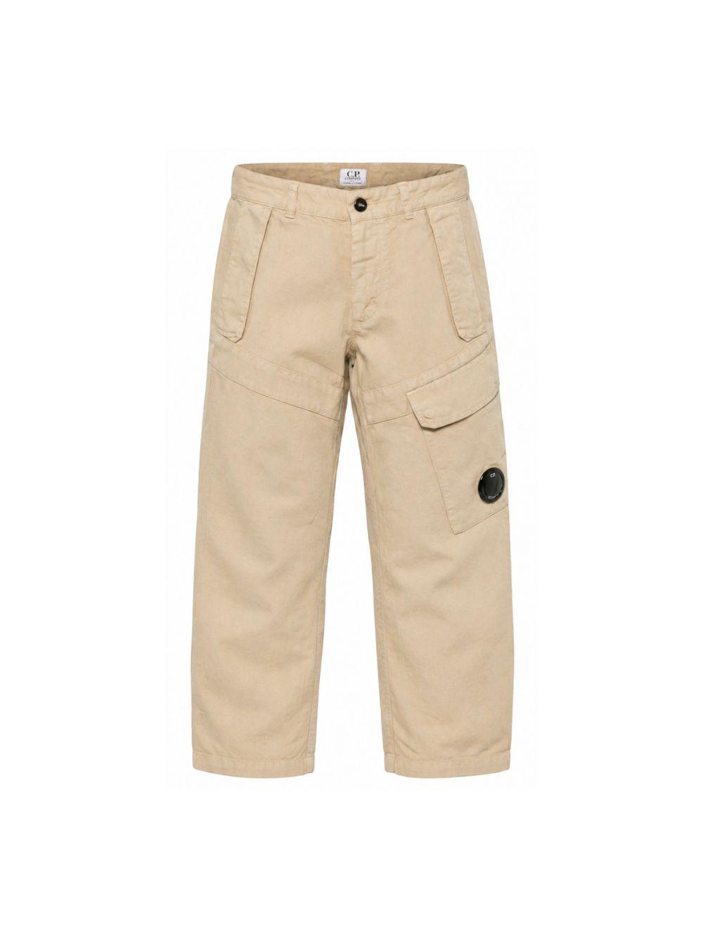 Pantaloni per bambino C.P. Company Kids beige con applicazione con logo CUP015LZC01 20129 C.P.COMPANY KIDS