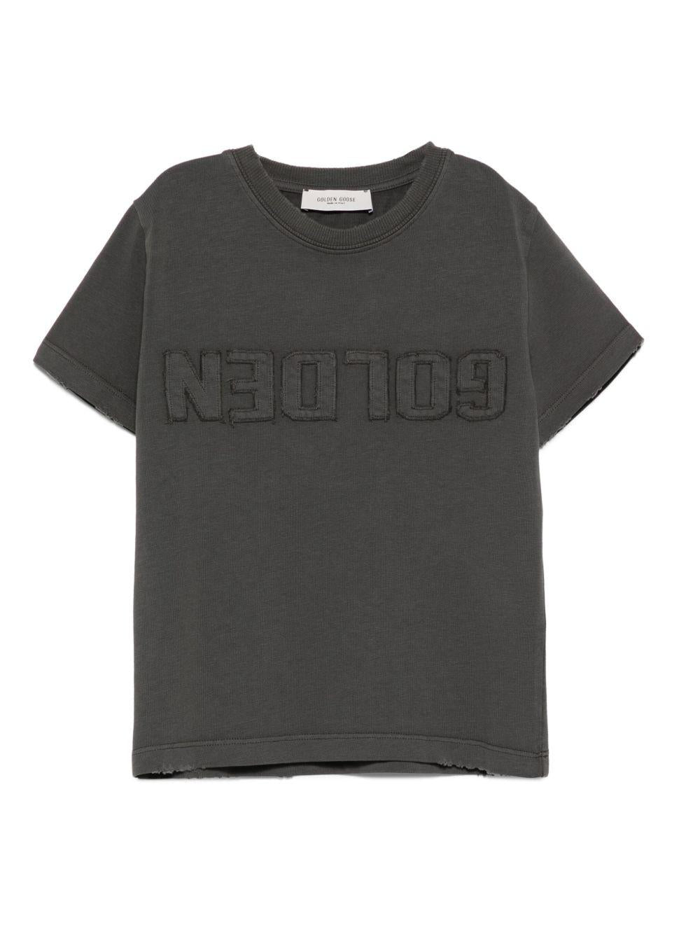 T-shirt per bambino Golden Goose Kids grigia con logo in rilievo GKP02441P002243 60278 GOLDEN GOOSE KIDS