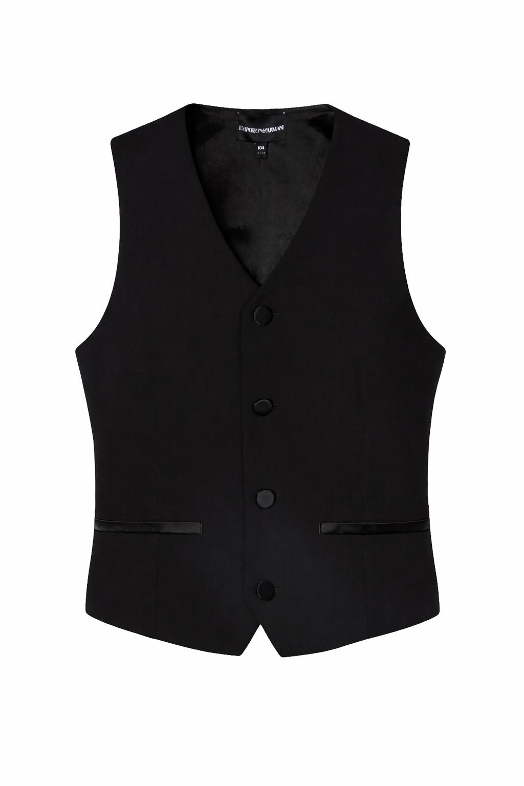 Gilet monopetto per bambino Emporio Armani Kids nero con finiture in raso 6H4GJD 4N3FZ 0999 EMPORIO ARMANI KIDS