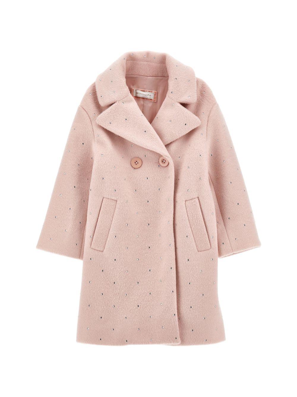 Cappotto per bambina Monnalisa Kids rosa con decorazione con strass 17H111 8036 094F MONNALISA KIDS