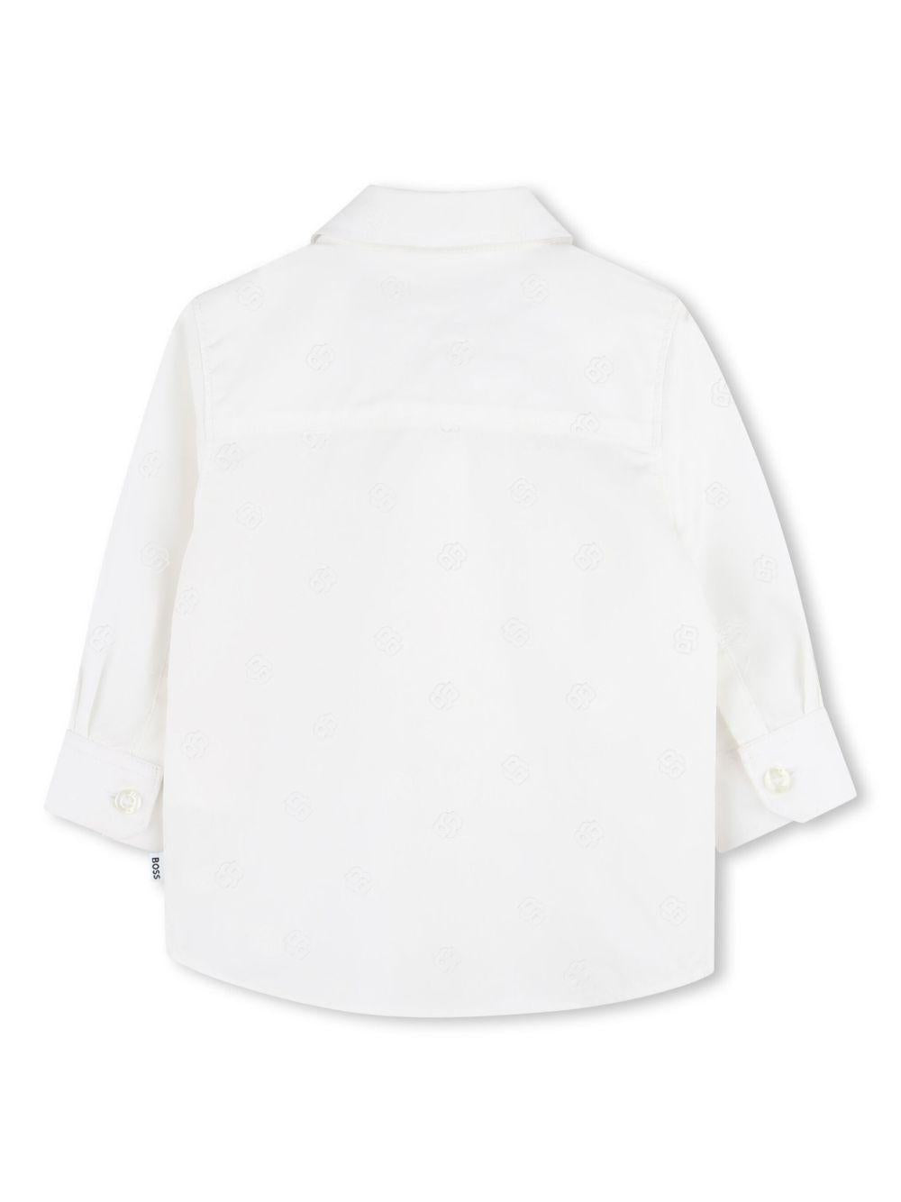 Camicia per bambino Boss Kidswear bianco con colletto classico e mini targhetta con logo J52097 10P BOSS KIDS