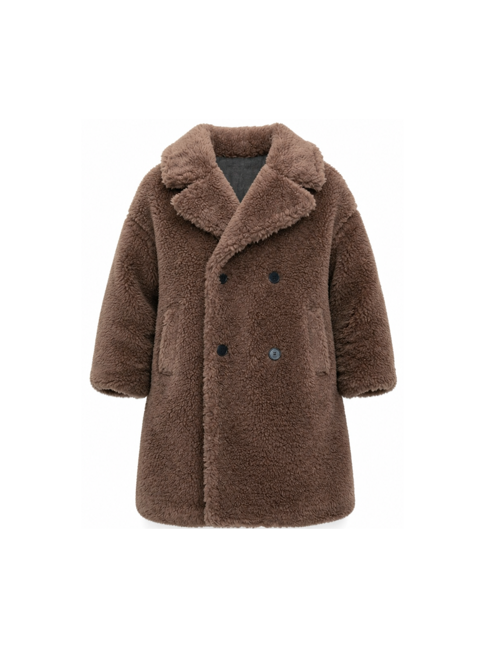 Cappotto per bambina Douuod Kids marrone con texture teddy DZ2P40 Z3949 347 DOUUOD KIDS