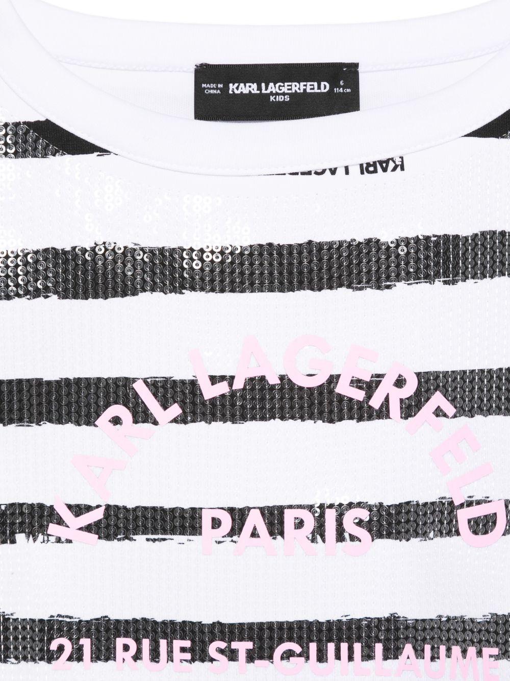 Felpa per bambina Karl Lagerfeld Kids bianco e nero con paillettes a righe Z31137 N50 KARL LAGERFELD KIDS