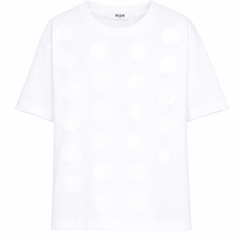 T-shirt per bambina MSGM Kids bianca con applicazioni S6MSJGTH099 001 MSGM KIDS