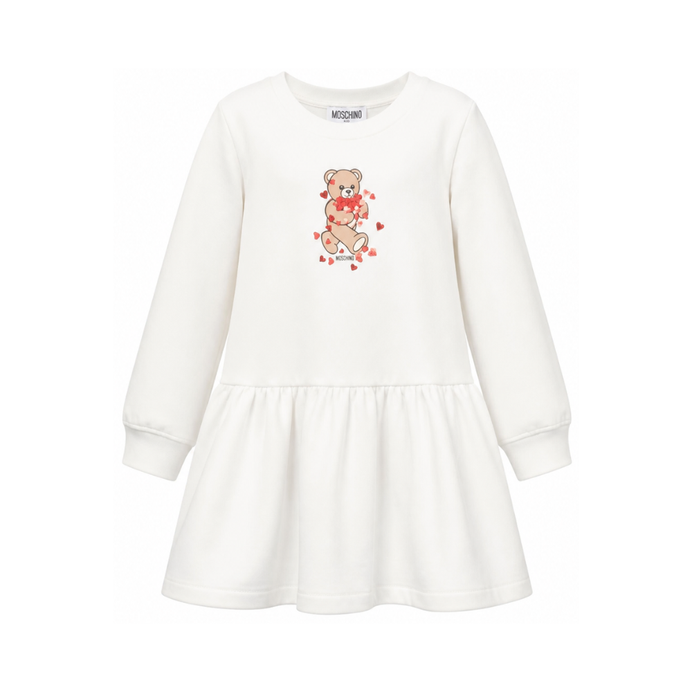 Abito per bambina Moschino Kids rosso con dettaglio Teddy Bear HAV0H7LDA63 10063 MOSCHINO KIDS