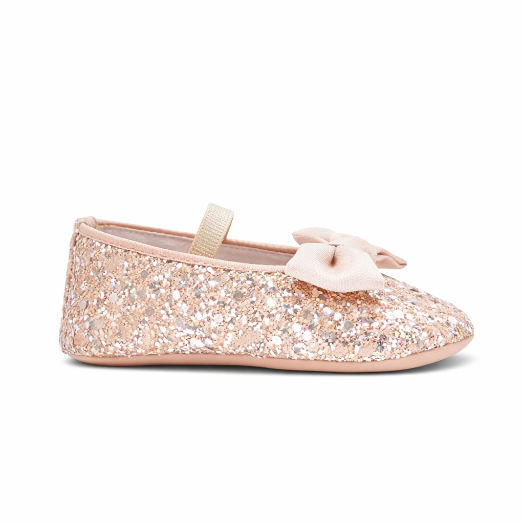 Ballerine per neonata BabyWalker beige con glitter con fiocco PB1645 NUDE BABYWALKER KIDS
