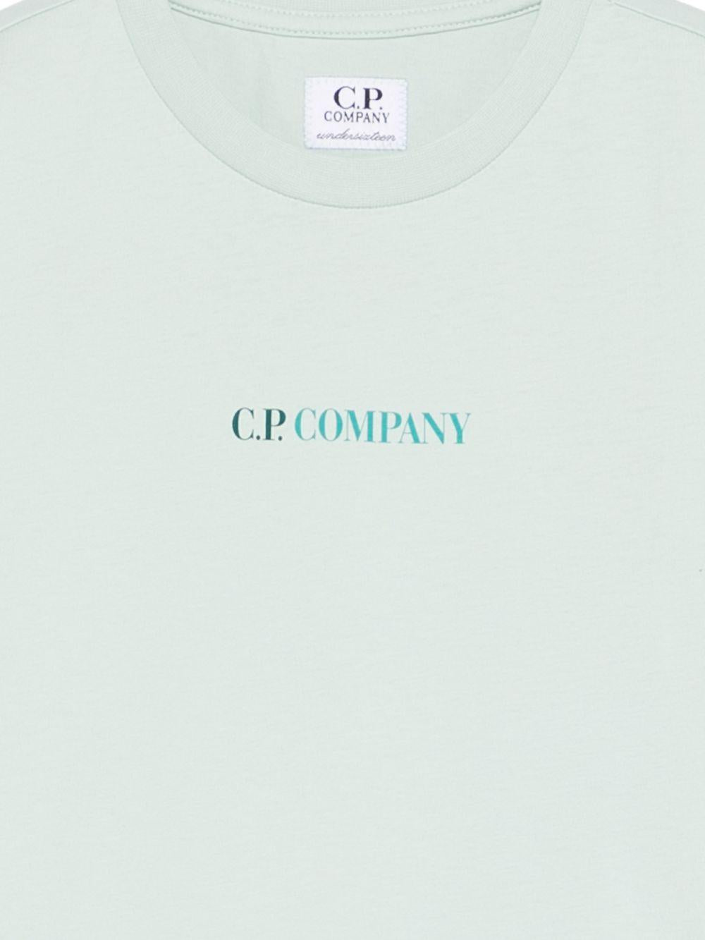 T-shirt per bambino C.P Company kids verde con stampa logo sul davanti CSM002LAA17 41372 C.P.COMPANY KIDS