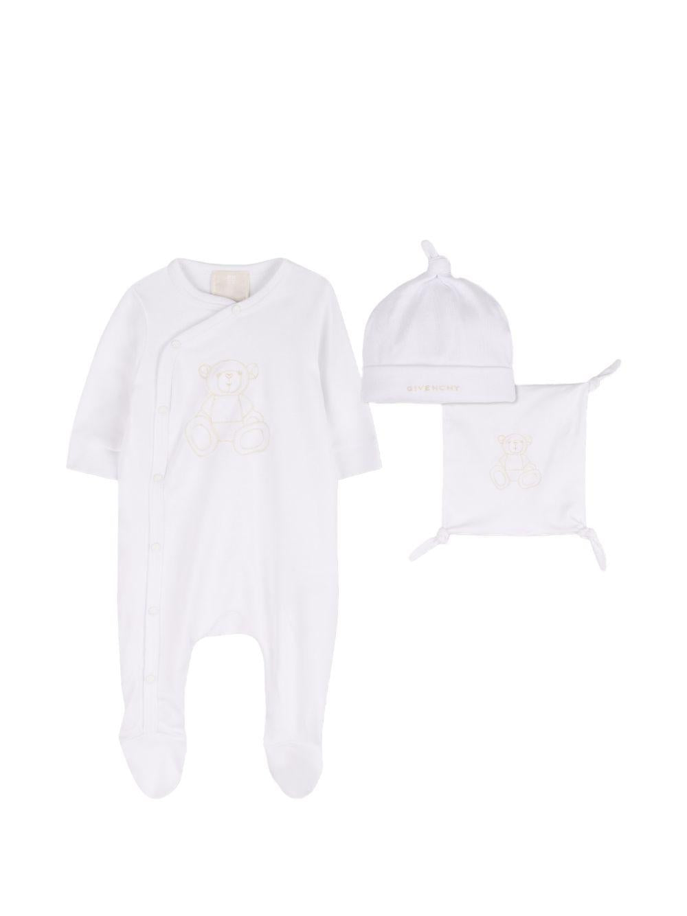 Set 3 pezzi per neonato Givenchy Kids bianco con ricamo H31265 10P GIVENCHY KIDS