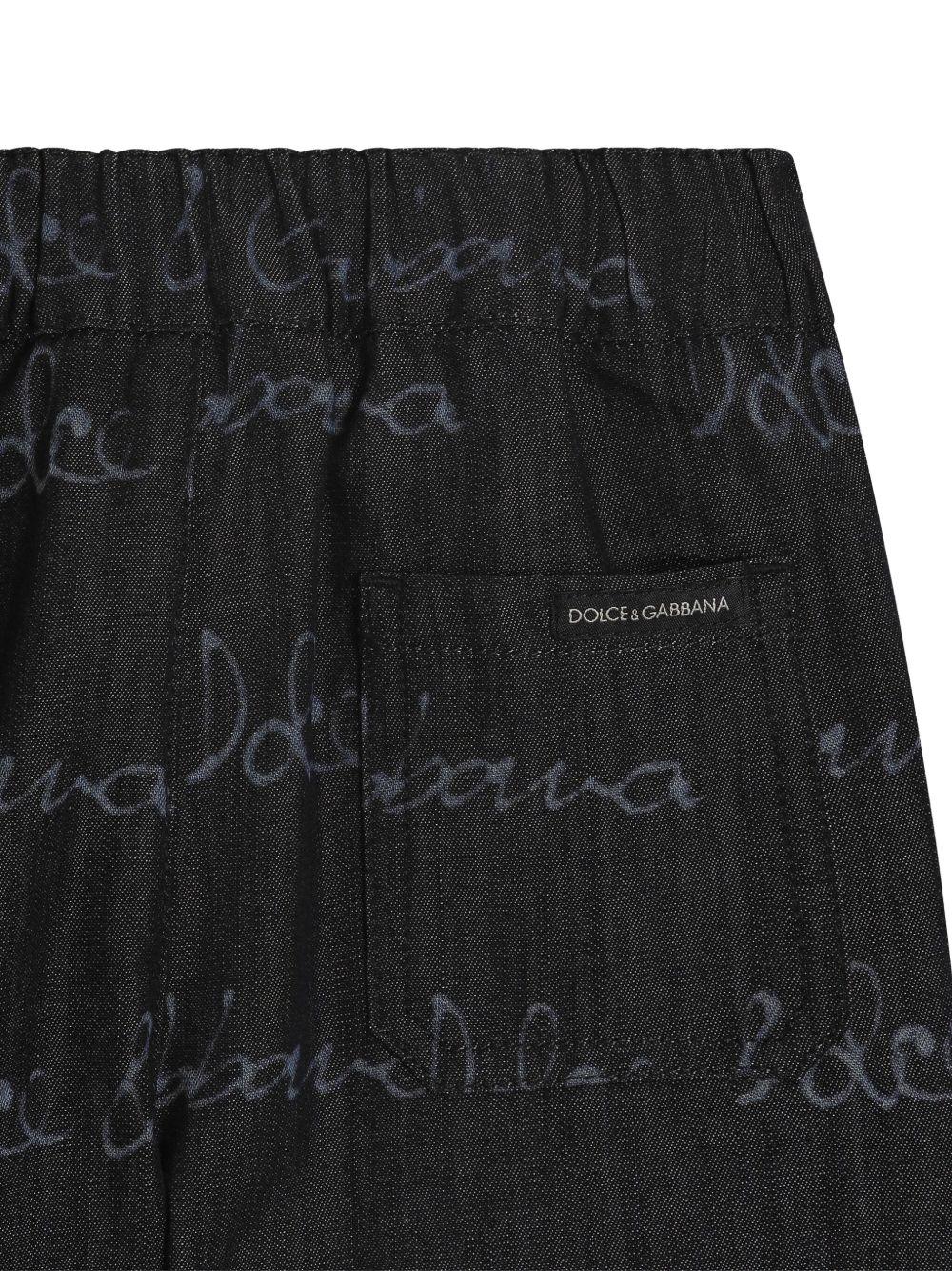 Bermuda con logo per neonato Dolce & Gabbana Kiids blu con tasca posteriore sagomata L13Q60 LDC87 S9000 DOLCE & GABBANA KIDS