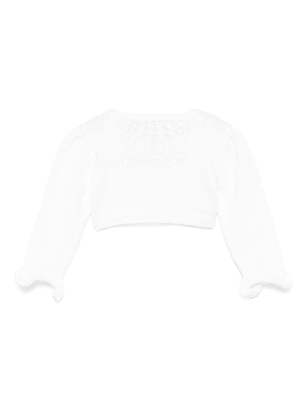 Cardigan per neonata La Stupenderia bianco con maniche a balze 1WCSP62 800 LA STUPENDERIA