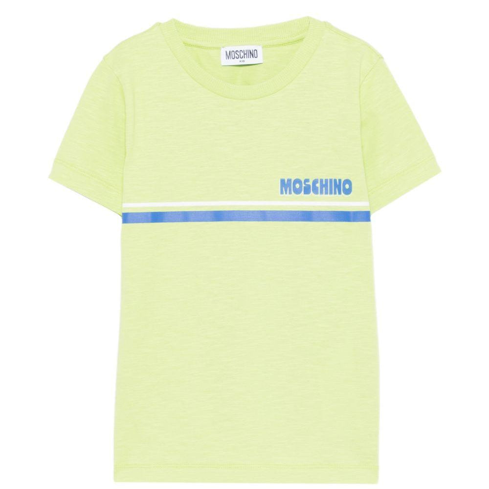 T-shirt per bambino Moschino Kids verde con logo sul davanti HVM058LAA52 30355 MOSCHINO KIDS