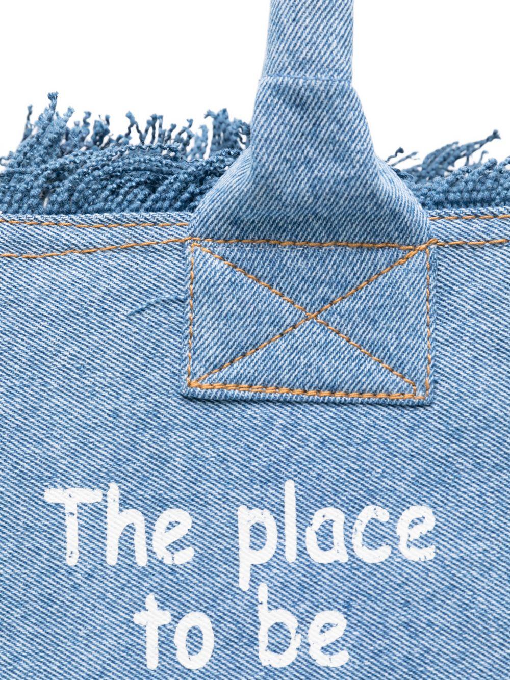 Borsa Vanity MC2 Saint Barth denim con dettaglio frange VANI001 00009L MC2 ST. BARTH