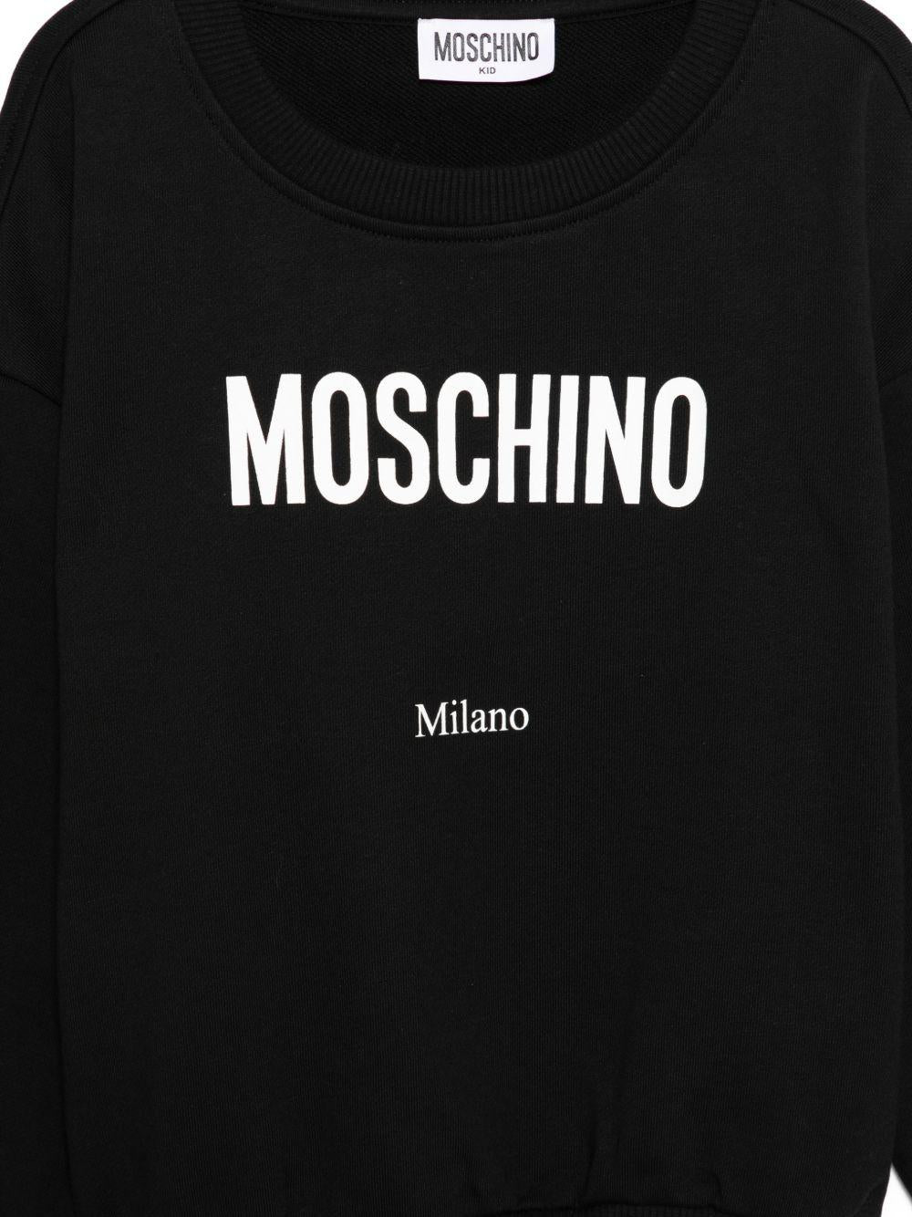 Felpa per bambino Moschino Kids nera con stampa logo HUF09NLCA32 60100 MOSCHINO KIDS