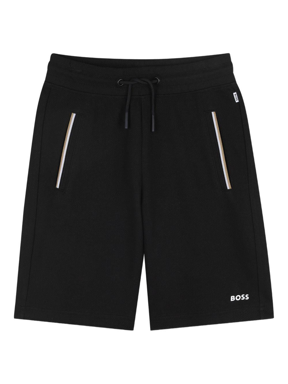 Shorts per bambino Boss Kids nero con dettgali a righe J52932 09B BOSS KIDS