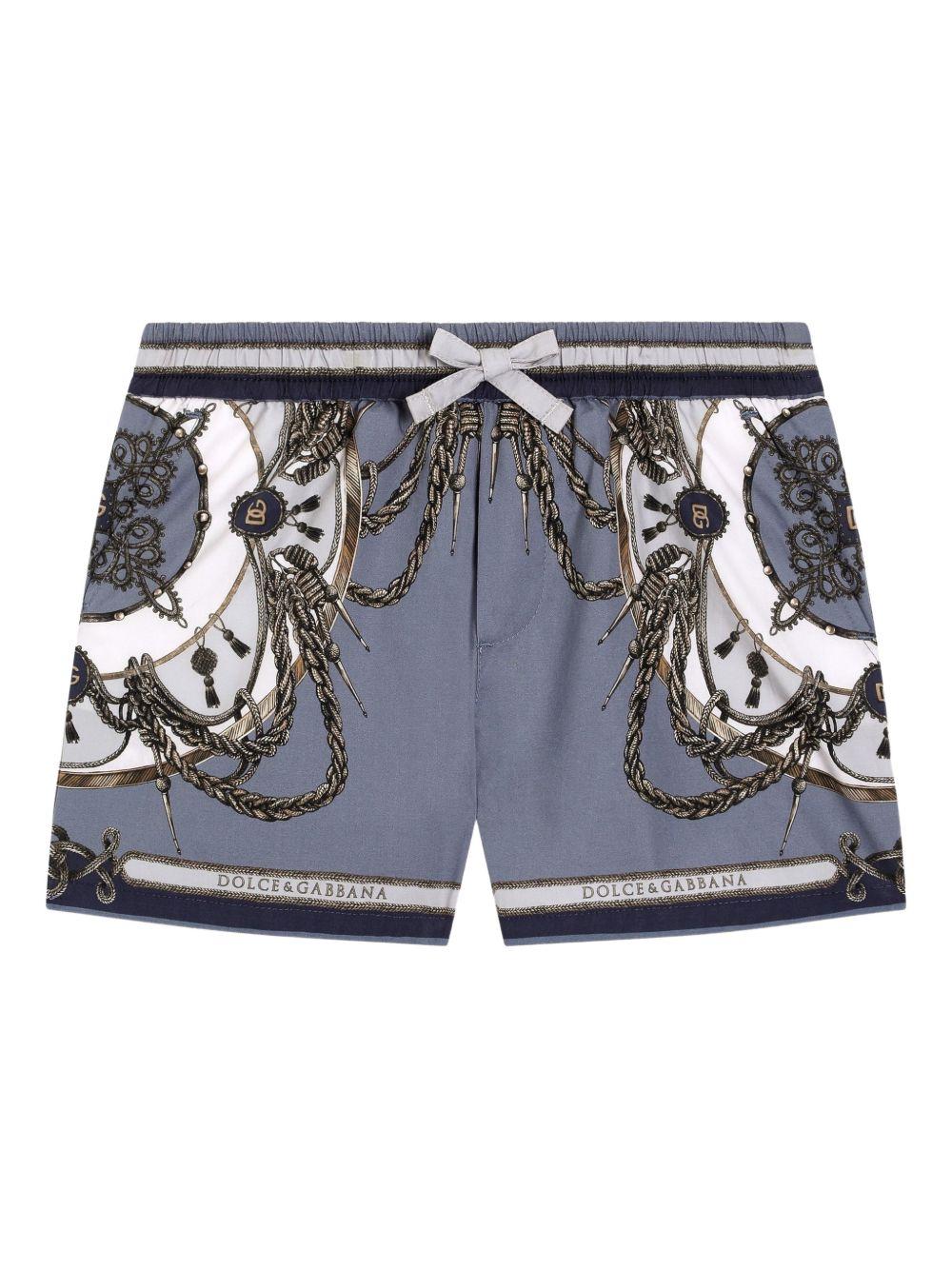 Shorts per neonato Dolce & Gabbana Kids blu con vita elasticizzata L14Q07 FI5NQ HT5XB DOLCE & GABBANA KIDS