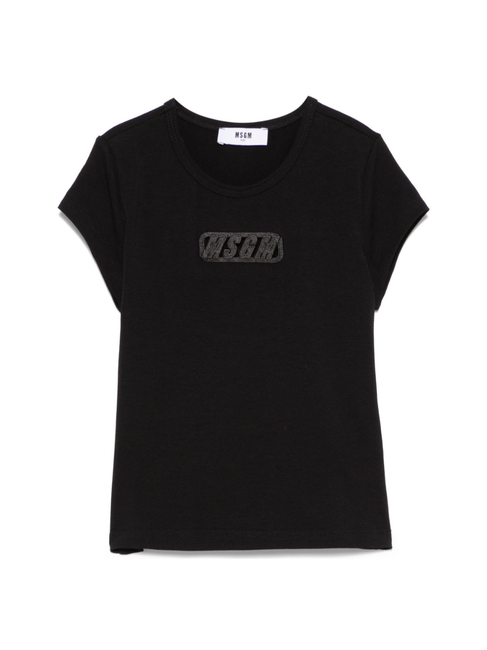 T-shirt per bambina MSGM Kids nero in jersey elasticizzato con ricamo con logo frontale S5MSJGTH081 110 MSGM KIDS
