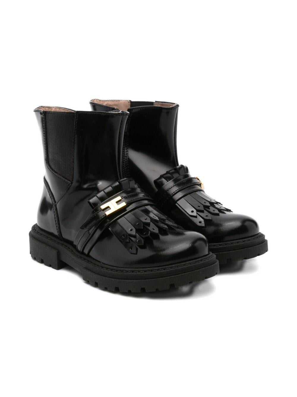 Stivali per bambina Elisabetta Franchi La Mia Bambina nera con dettagli in pelle F1A5E03850406 930 ElISABETTA FRANCHI
